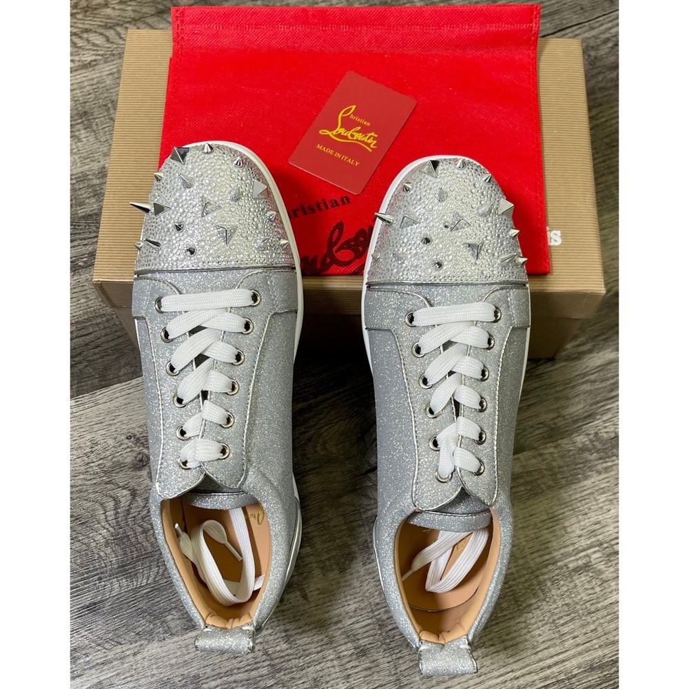 Christian Louboutin Louis‎ Junior Pik Pik Silver Spike Toe Sneakers EU 42 NWT